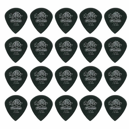 20 x Jim Dunlop Tortex Jazz 3 Pitch Black 1.50mm Guitar Picks III *NEW Free Post