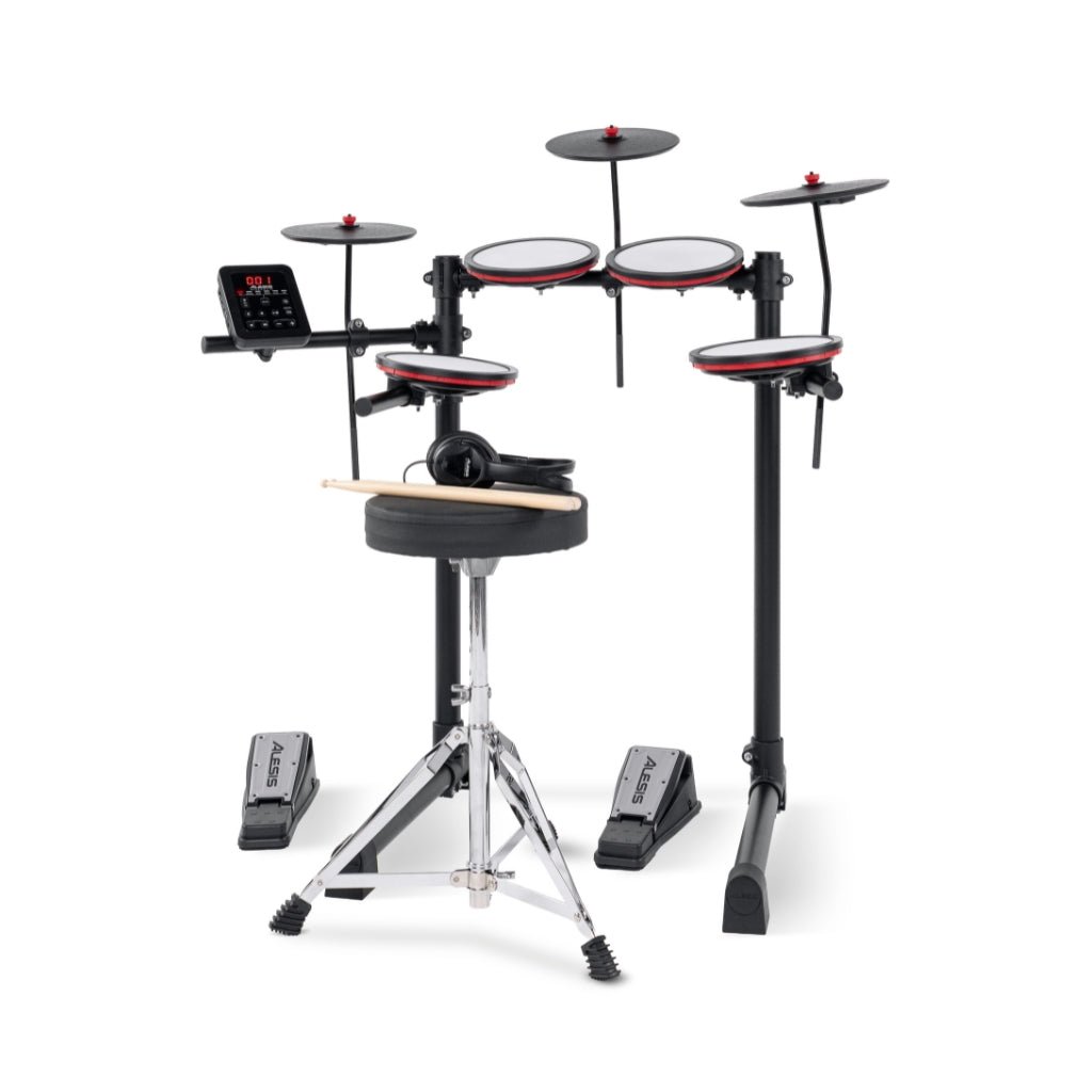 Alesis Turbo Max 7-Piece Electronic Drum Kit with Mesh Pads, Bluetooth, Adjustable Rack, and Learning Tools