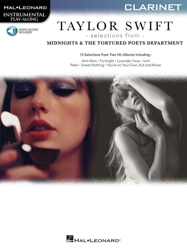 Selections from Midnights & The Tortured Poets Clarinet Book with Backing Tracks