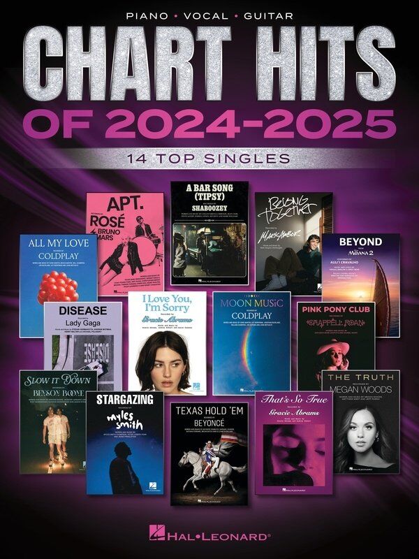 Chart Hits of 2024-2025 PVG Songbook by Hal Leonard, 96 Pages, Arranged for Piano, Voice & Guitar