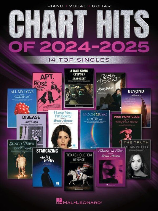 Chart Hits of 2024-2025 PVG Songbook by Hal Leonard, 96 Pages, Arranged for Piano, Voice & Guitar