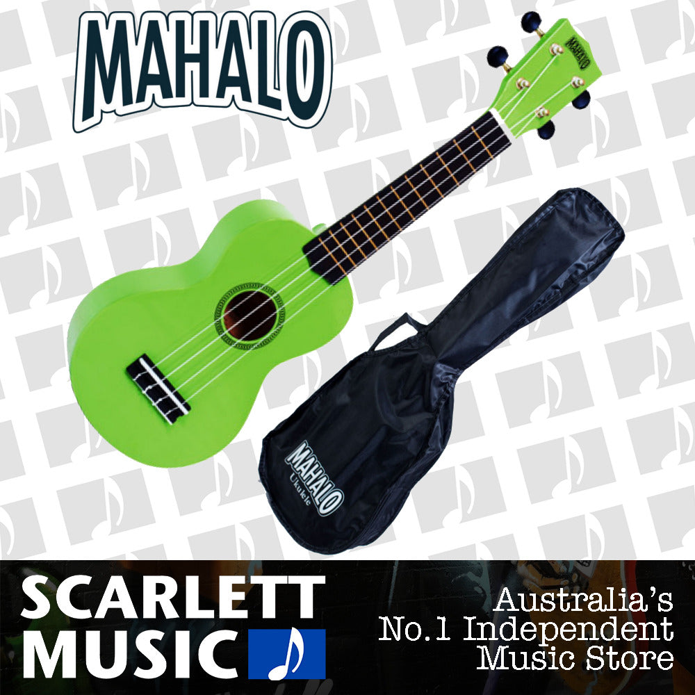 MAHALO Green Soprano Uke Ukulele MR1-GN - w/FREE Gigbag.
