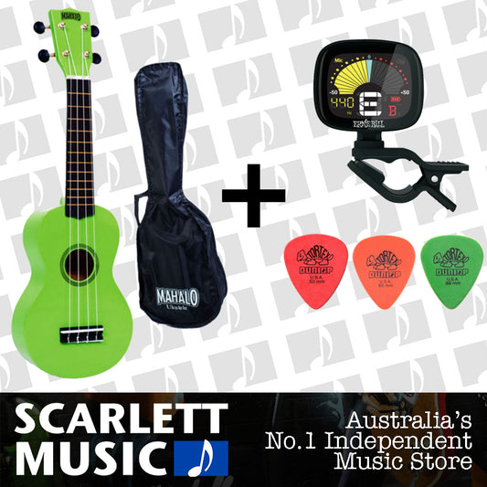 MAHALO Green Soprano Uke Ukulele MR1-GN - w/FREE Gigbag.