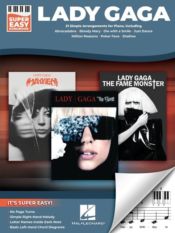Lady Gaga Super Easy Songbook for Piano and Keyboard - 21 Songs, E-Z Play Format, 48 Pages