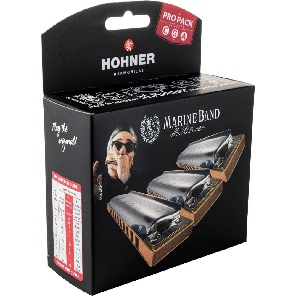 Hohner Marine Band Harmonica Pro Pack - 3-Piece Set in Keys C, G, A