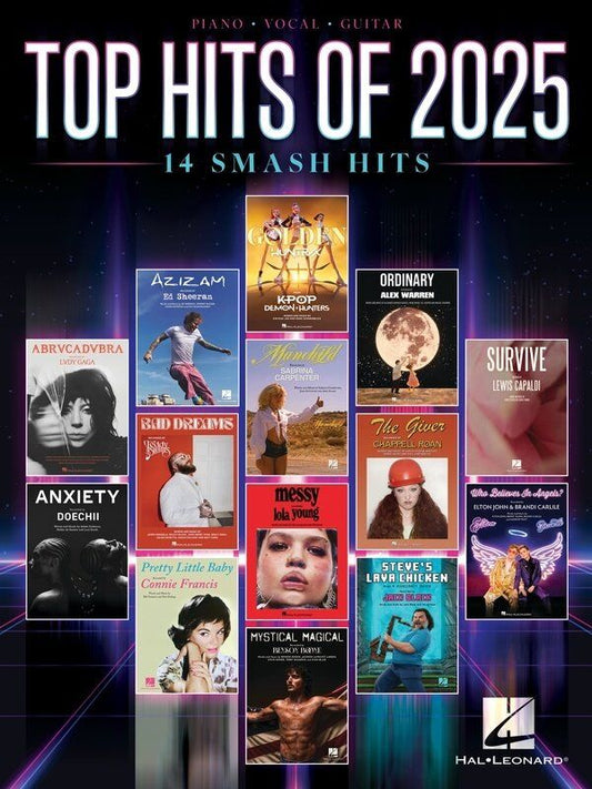 Top Hits of 2025 PVG Songbook for Piano, Voice, and Guitar - 96 Pages, Includes Songs by Lady Gaga, Ed Sheeran, and More