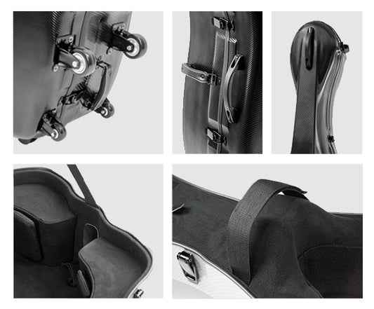 HQ Polycarbonate Double Bass Case - Brushed Black 3/4 14.5kg