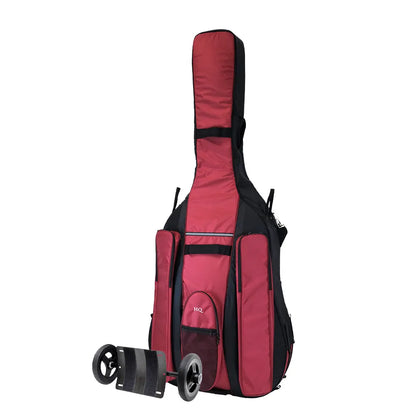 HQ Ultra-Pro Double Bass Bag with Wheel System 7/8 - Red