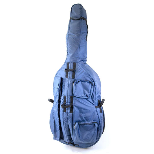 HQ Cobble Pro Grade Double Bass Bag Blue 3/4 Size with Custom Foam Padding and 8 Handles