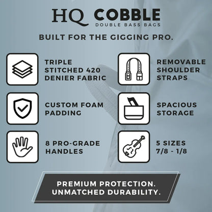 HQ Cobble Pro Grade Double Bass Bag Blue 1/2 Size — view 2