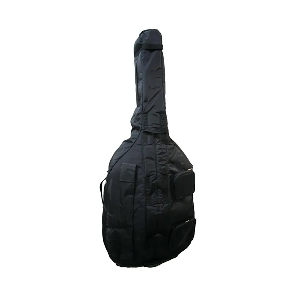 FPS Double Bass Bag 1/2 Black 20mm Padded with 7 Handles, Bow Sleeve, Storage Pockets, Shoulder Straps