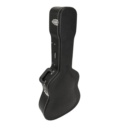 Beam Arched-Top Wooden Dreadnought Guitar Case with Plush Interior and Storage Compartment