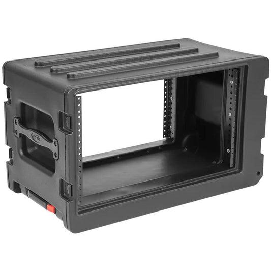 SKB 1SKB-R6SW Roto-Moulded 6U Shallow Rack Case with Telescopic Handle and Wheels