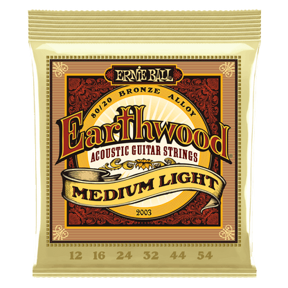 Ernie Ball Earthwood Medium Light 80-20 Bronze Acoustic Guitar String, 12-54 Gauge