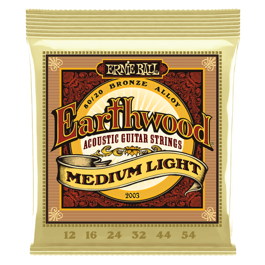 Ernie Ball Earthwood Medium Light 80-20 Bronze Acoustic Guitar String, 12-54 Gauge
