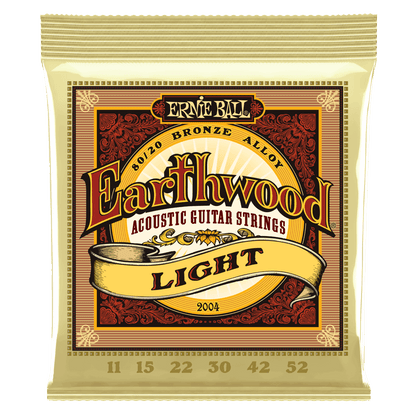Ernie Ball Earthwood Light 80-20 Bronze Acoustic Guitar Strings, 11-52 Gauge