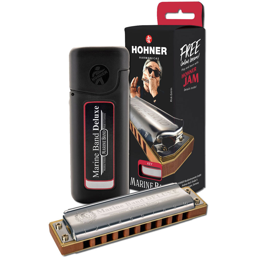 Hohner Marine Band Deluxe Harmonica Key of D with Improved Design and Sturdy Case