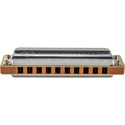 Hohner Marine Band Deluxe Harmonica, Key of G, with Improved Design and Pear Wood Comb — view 3
