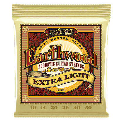 Ernie Ball Earthwood Extra Light 80-20 Bronze Acoustic Guitar Strings, 10-50 Gauge