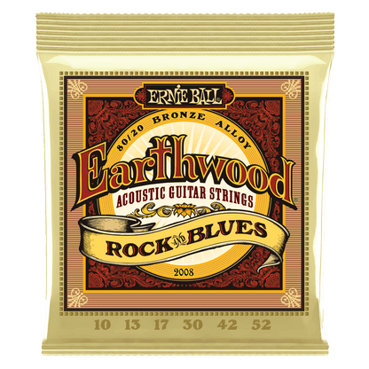 Ernie Ball Earthwood Rock and Blues with Plain G 80-20 Bronze Acoustic Guitar String, 10-52 Gauge