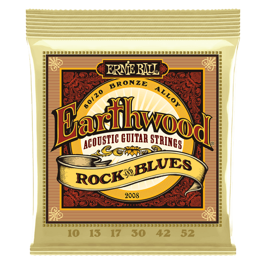Ernie Ball Earthwood Rock and Blues with Plain G 80-20 Bronze Acoustic Guitar String, 10-52 Gauge