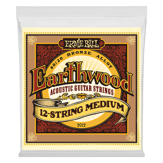 Ernie Ball Earthwood Medium 12-String 80-20 Bronze Acoustic Guitar String, 11-28 Gauge