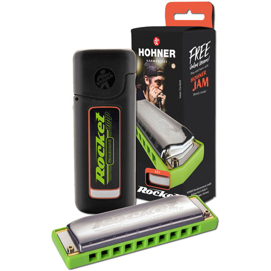 Hohner Rocket Amp Harmonica in Key of G - Progressive Series, Loud Design, Comfortable Grip, Zipper Case Included
