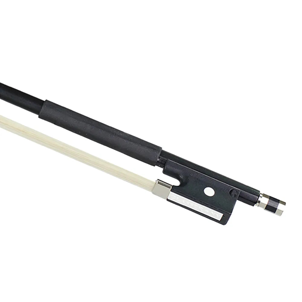Glasser Student Violin Bow with Horsehair 1/8 - Fiberglass, Satin Black Finish, Half-Lined Frog, Leatherette Grip