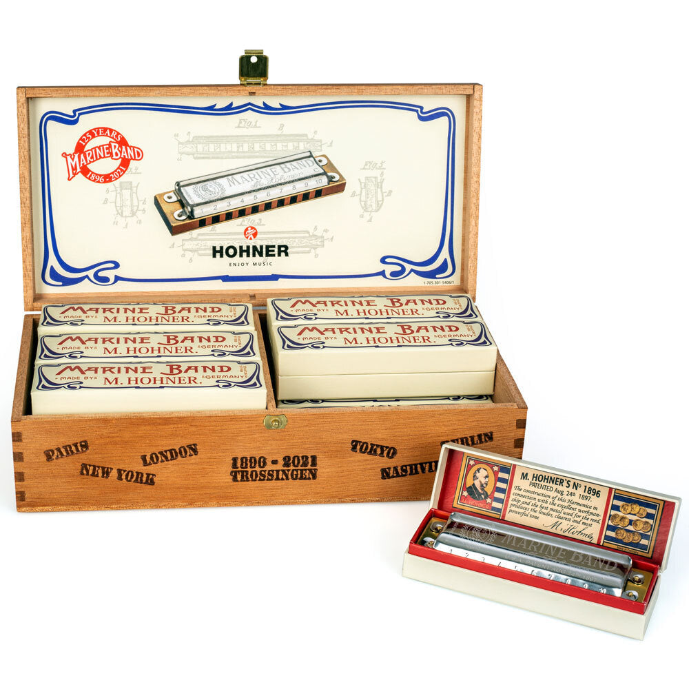 Hohner Marine Band 125th Anniversary Edition Harmonica Counter Display - 12 pcs in Key of C