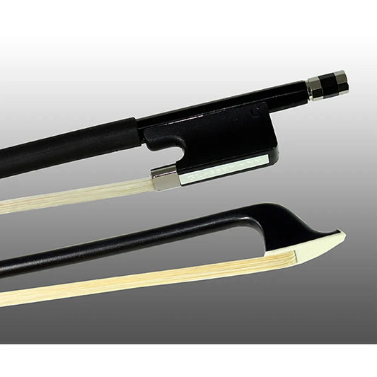 Glasser Fibreglass Cello Bow with Horse Hair 1/8 - Durable Half-Lined Frog, Satin Black Finish, Leatherette Grip
