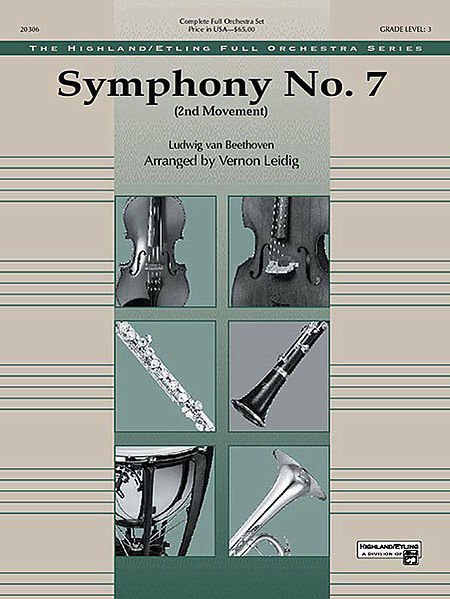 Beethoven's Symphony No. 7 2nd Movement Full Orchestra Sheet Music Grade 3