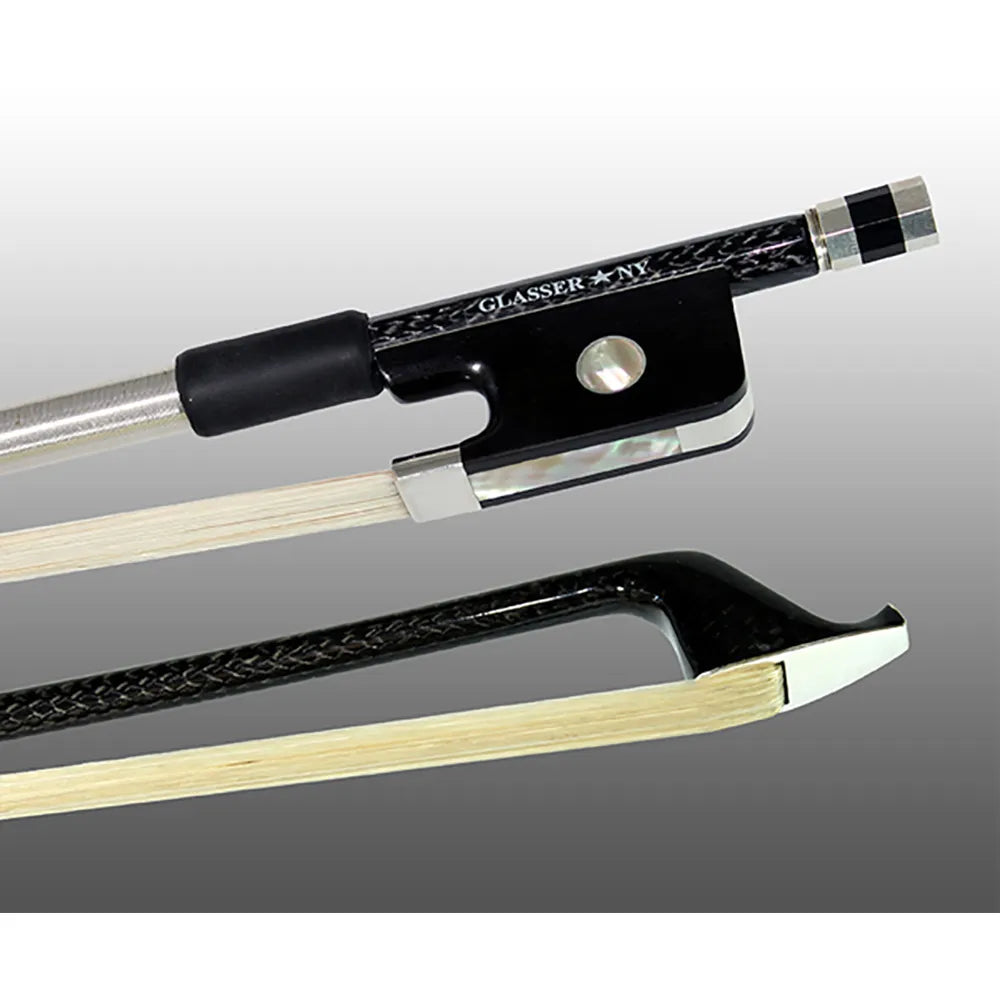 Glasser Carbon Fibre Cello Bow with Braided Design and Nickel Mounted Ebony Frog