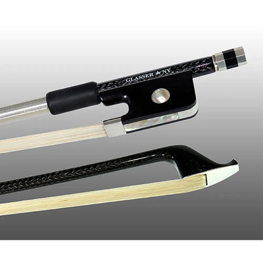 Glasser Carbon Fibre Cello Bow with Braided Design and Nickel Mounted Ebony Frog