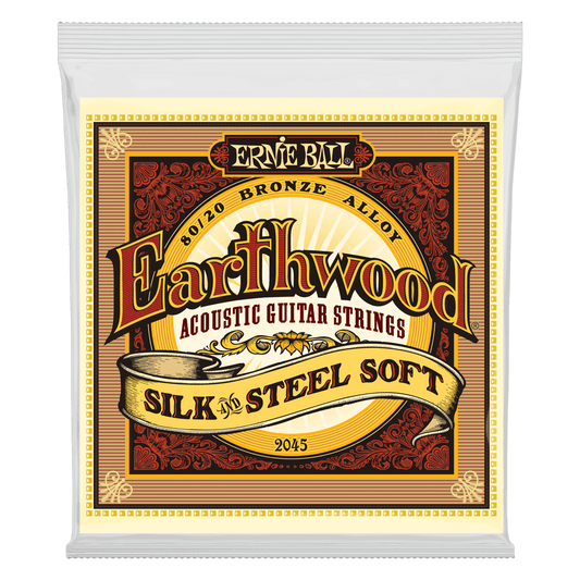 Ernie Ball Earthwood Silk and Steel Soft 80-20 Bronze Acoustic Guitar String, 11-52 Gauge