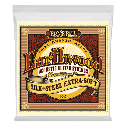Ernie Ball Earthwood Silk and Steel Extra Soft 80-20 Bronze Acoustic Guitar String, 10-50 Gauge