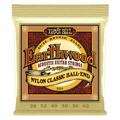 Ernie Ball Earthwood 80-20 Bronze Nylon Ball End Guitar Strings (28-42)
