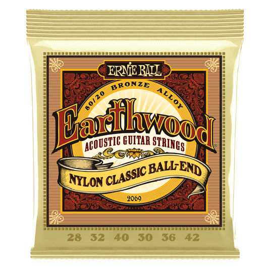 Ernie Ball Earthwood 80-20 Bronze Nylon Ball End Guitar Strings (28-42)