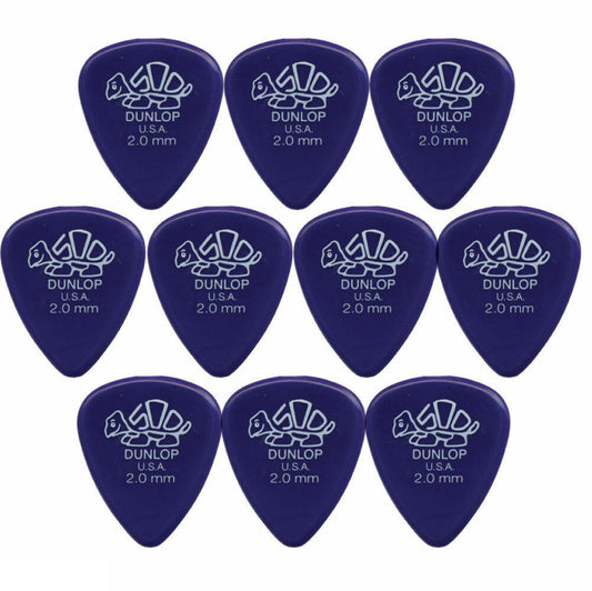 10 x Dunlop Premium DELRIN 500 2.0MM Gauge Guitar Picks 41R