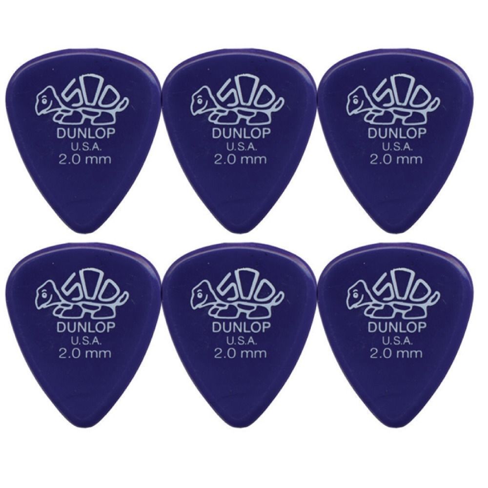 6 x Dunlop Premium DELRIN 500 2.00MM Gauge Guitar Picks 41R