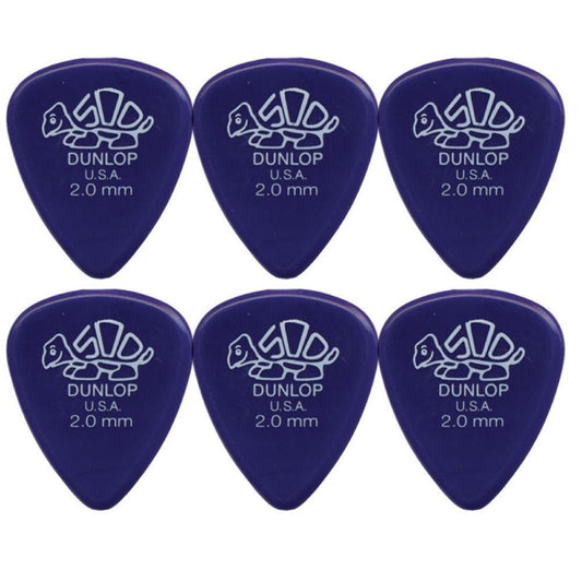 6 x Dunlop Premium DELRIN 500 2.00MM Gauge Guitar Picks 41R