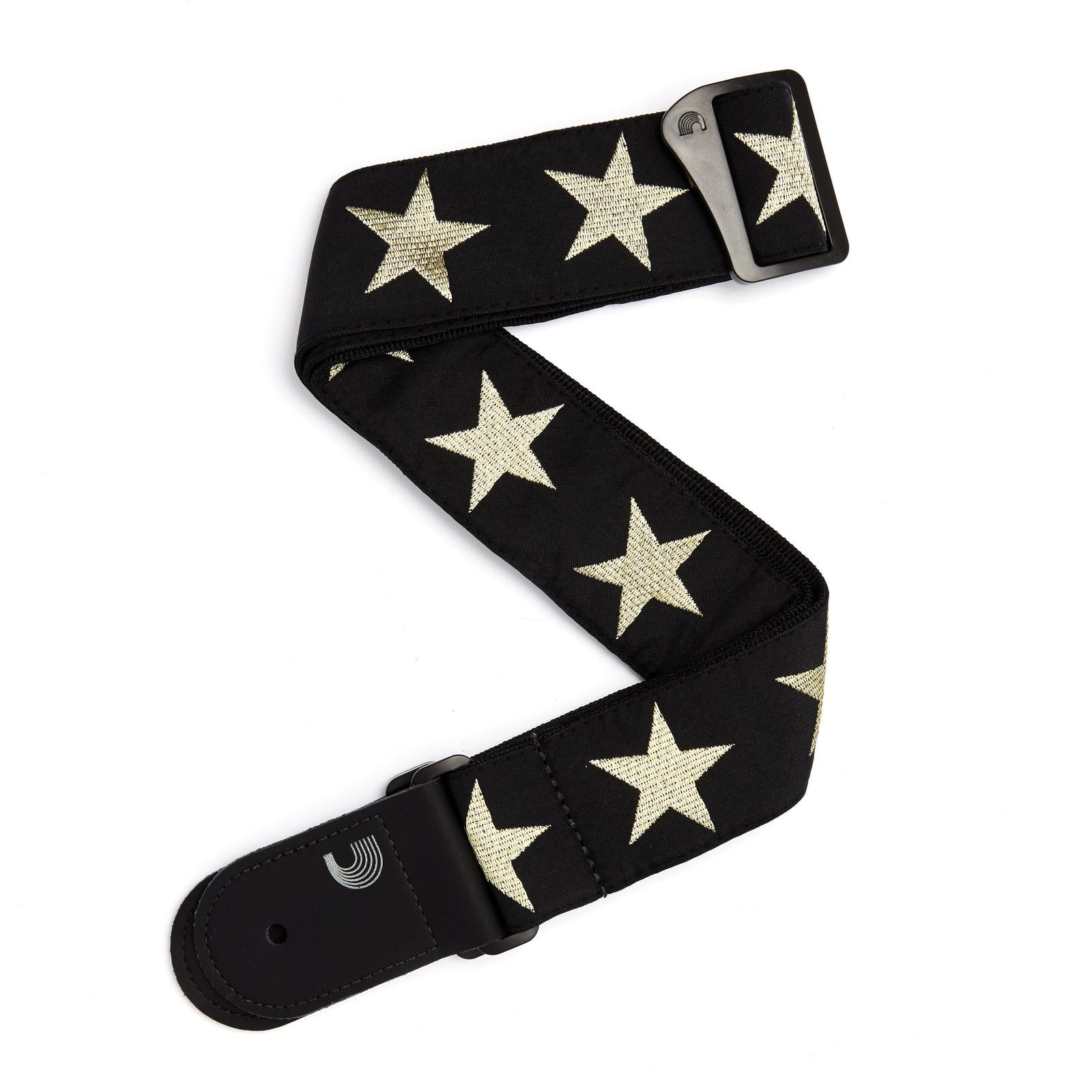 Woven Guitar Strap, Gold Star, by D'Addario