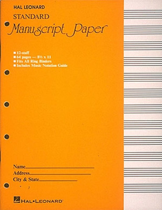 Manuscript Paper Standard 64pp, 12-Stave — Yellow (Hal Leonard)