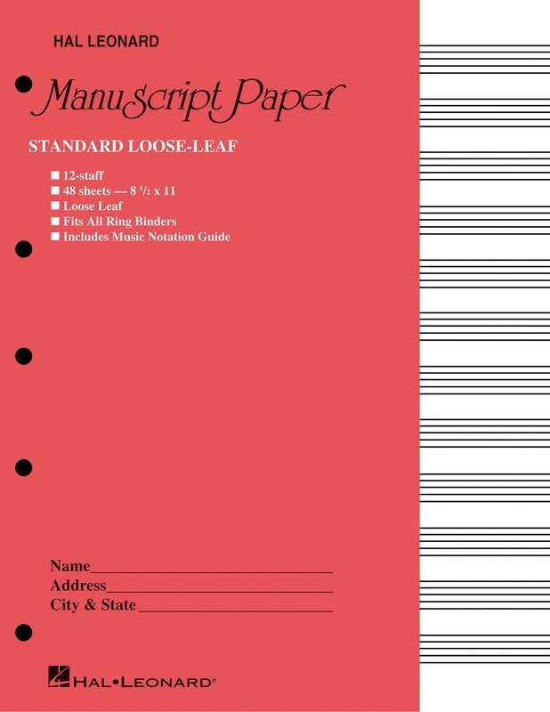 Manuscript Paper Loose-Leaf 48pp, 12-Stave Pink (Hal Leonard)