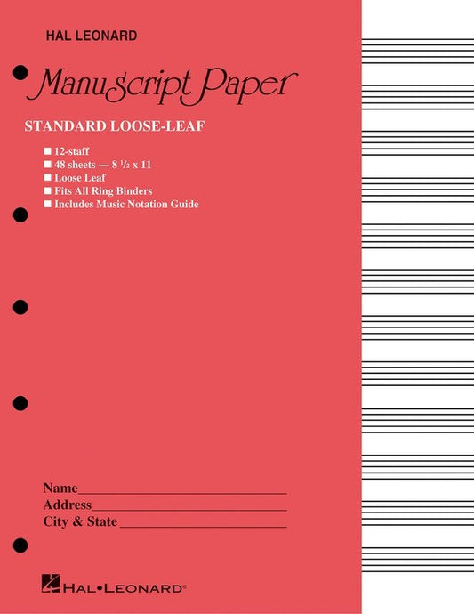 Manuscript Paper Loose-Leaf 48pp, 12-Stave Pink (Hal Leonard)