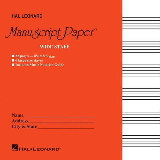 Manuscript Paper Wide Staff 32pg — Red (Hal Leonard)