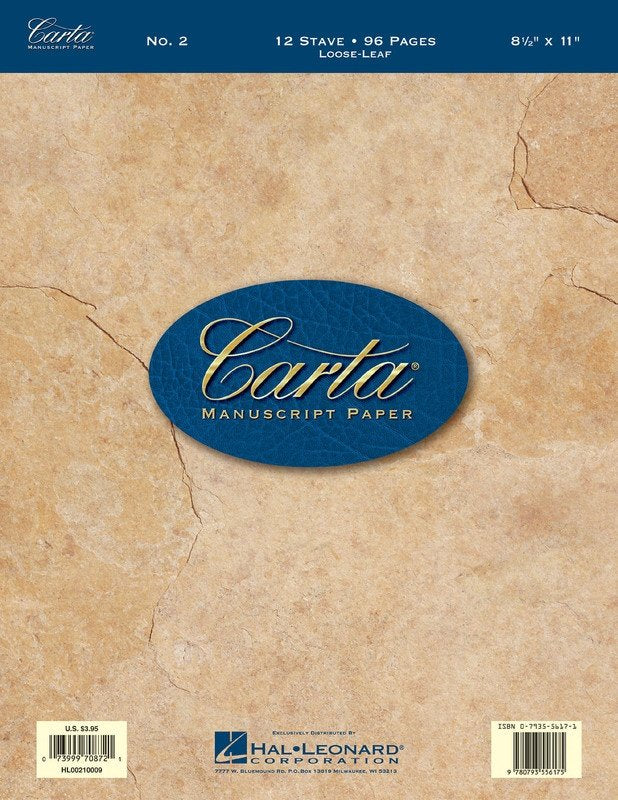 Carta Manuscript No. 2 Basic — 96 Pages, 12-Stave Loose-Leaf (Hal Leonard)