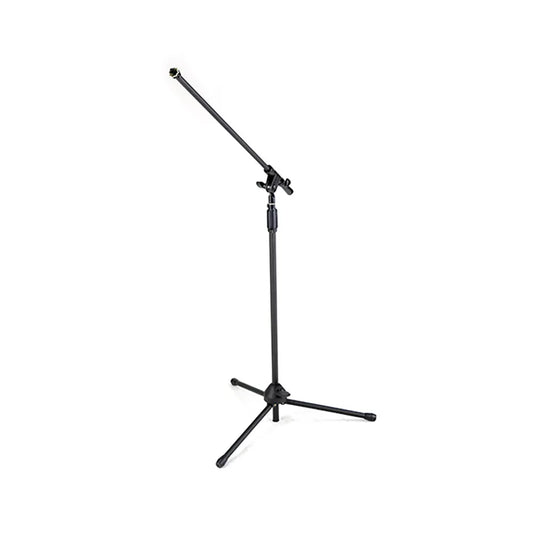 Black Boom Mic Stand with Adjustable Tripod Base and Foldable Legs