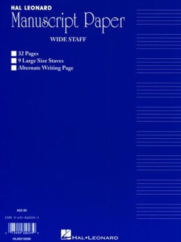 Wide Staff Manuscript 32pg, 9-Stave Interleaved — Blue (Hal Leonard Australia)