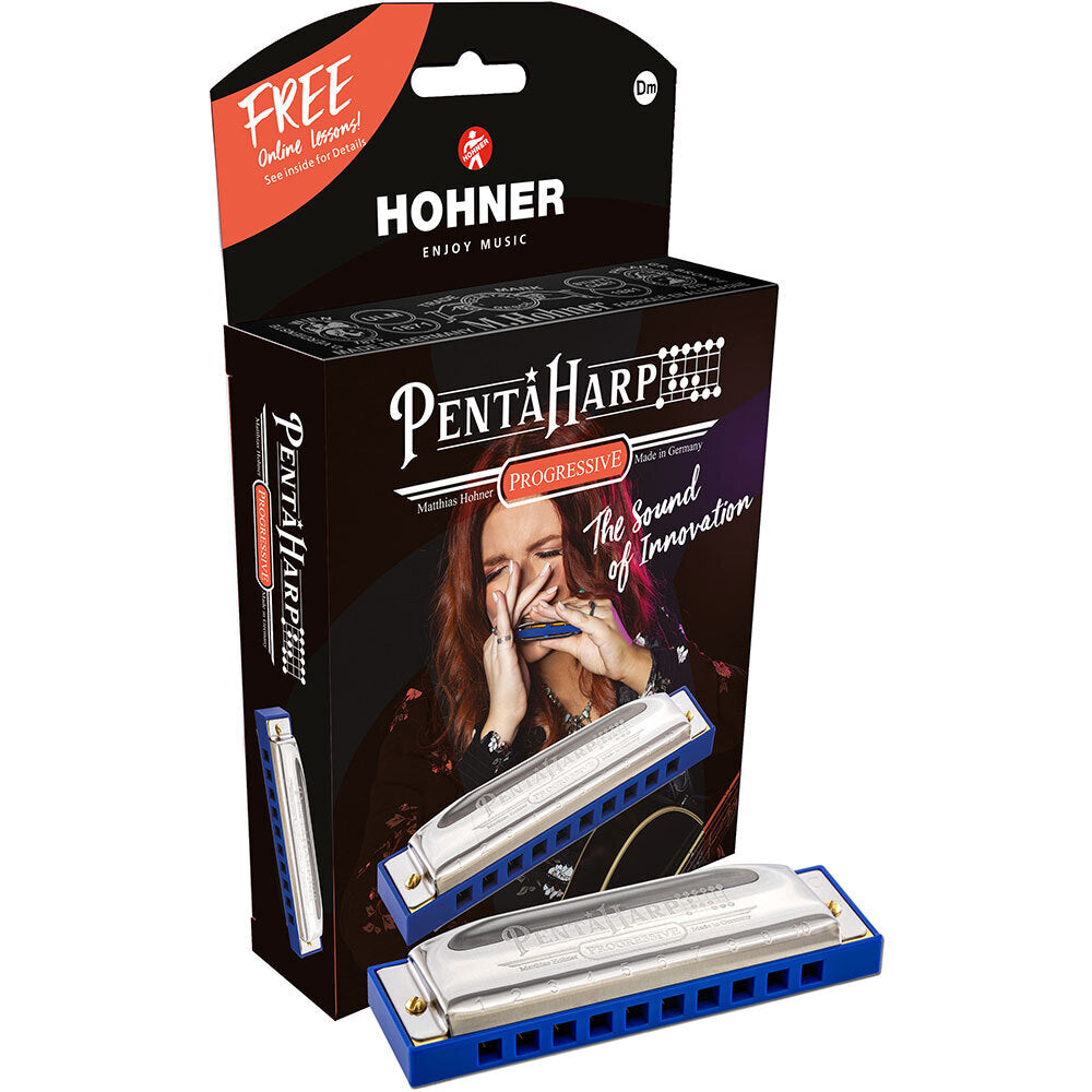 Hohner Progressive Series PentaHarp Harmonica - Key of D-minor, 10 Holes, ABS Comb, Brass Reed Plates, Blues Scale, Made in Germany