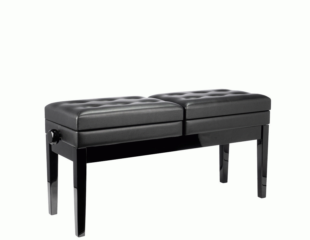 Beale BPB990 Dual Adjustable Duet Piano Bench Black w/ Storage — view 3